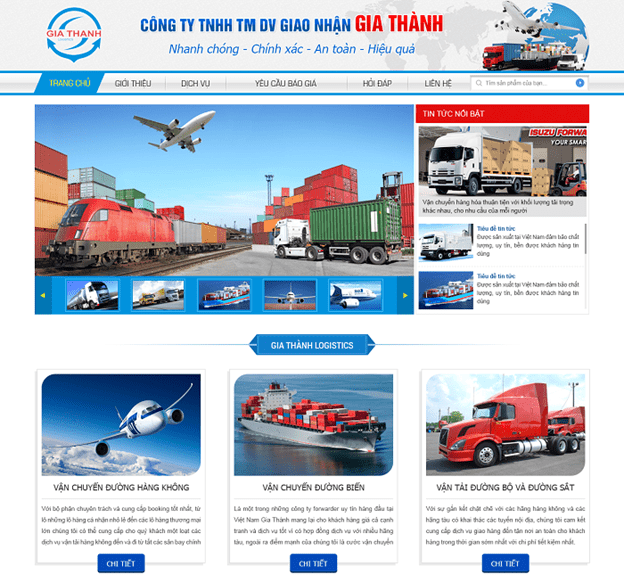 thiết kế website vận tải