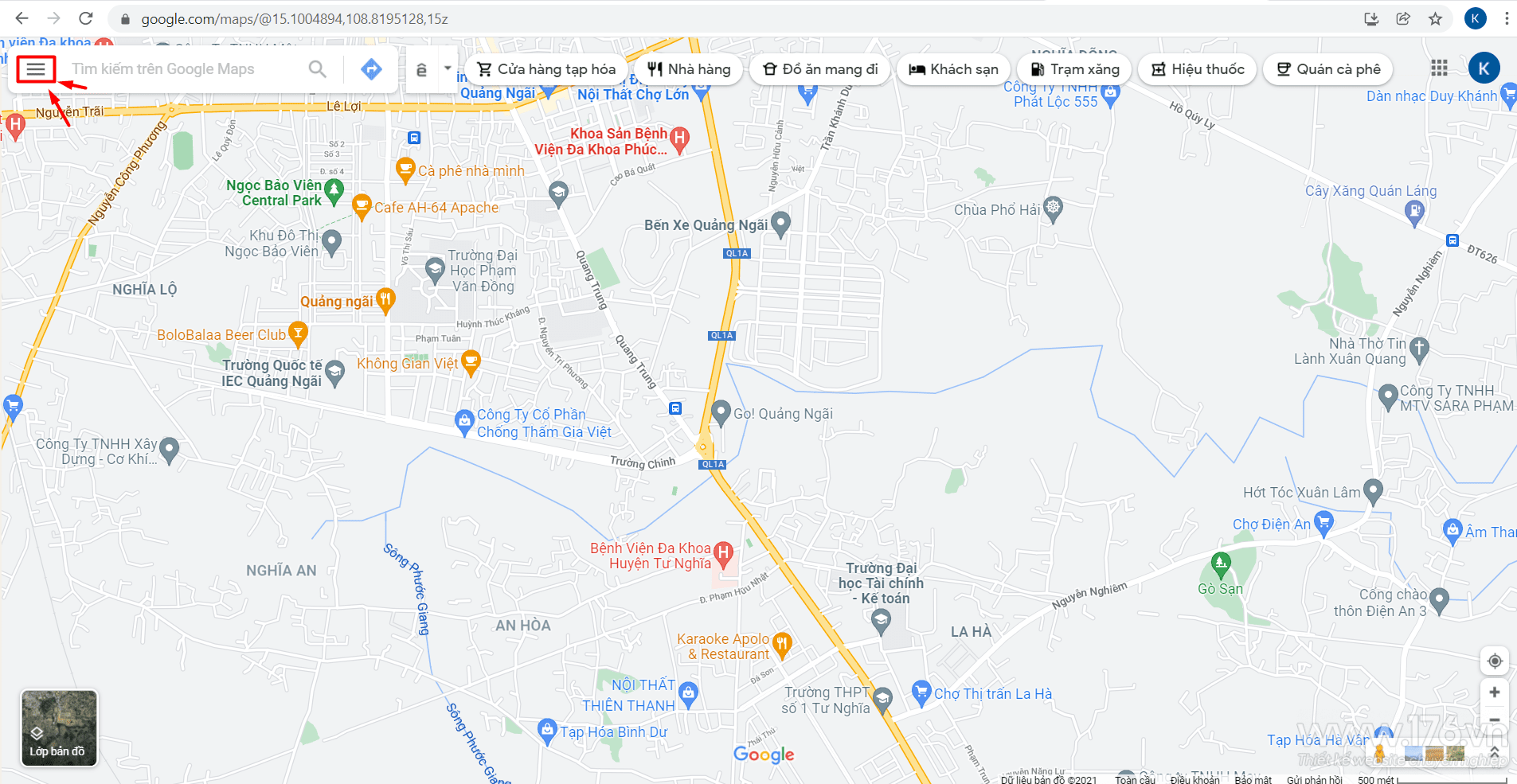 cach tao google map tai quang ngai